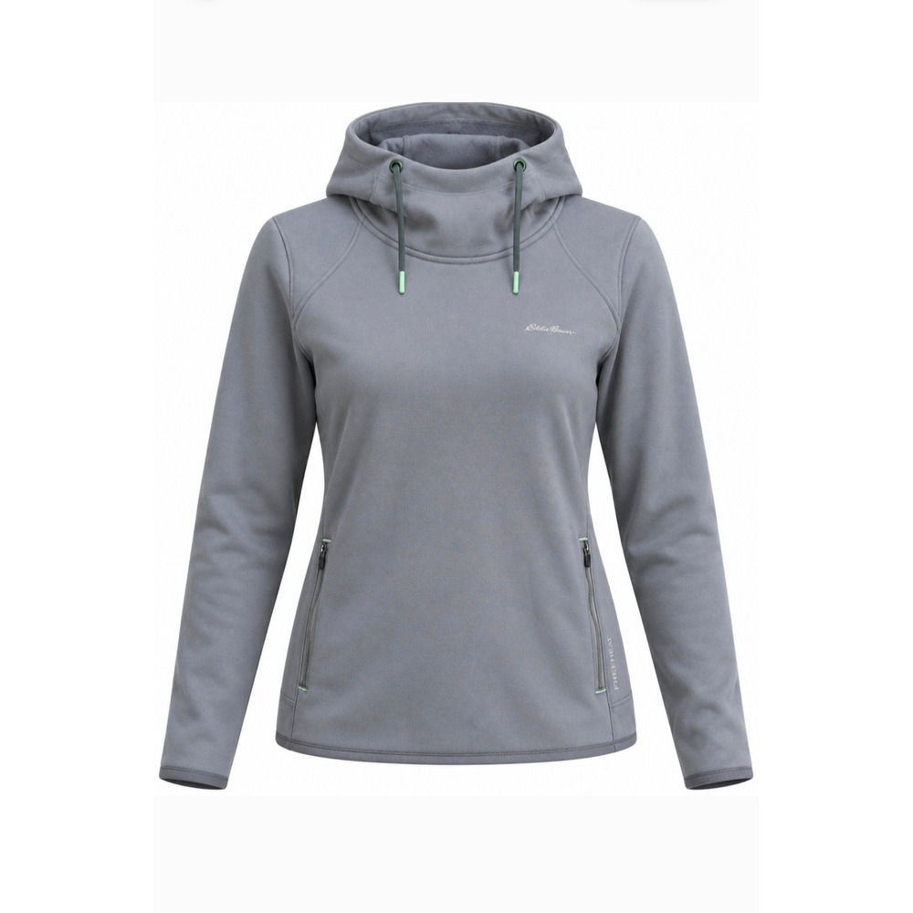 NWT Eddie Bauer FreeHeat Women's M Gray Fleece Hooded Pullover Firelight
